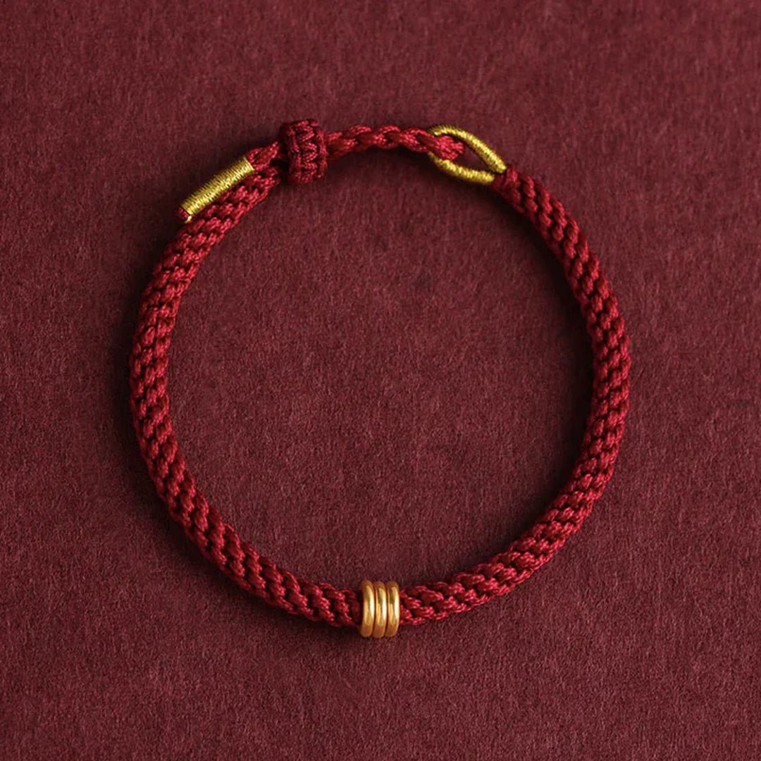 Pulsera Hilo rojo del destino con cuenta Dorada - Moroveta