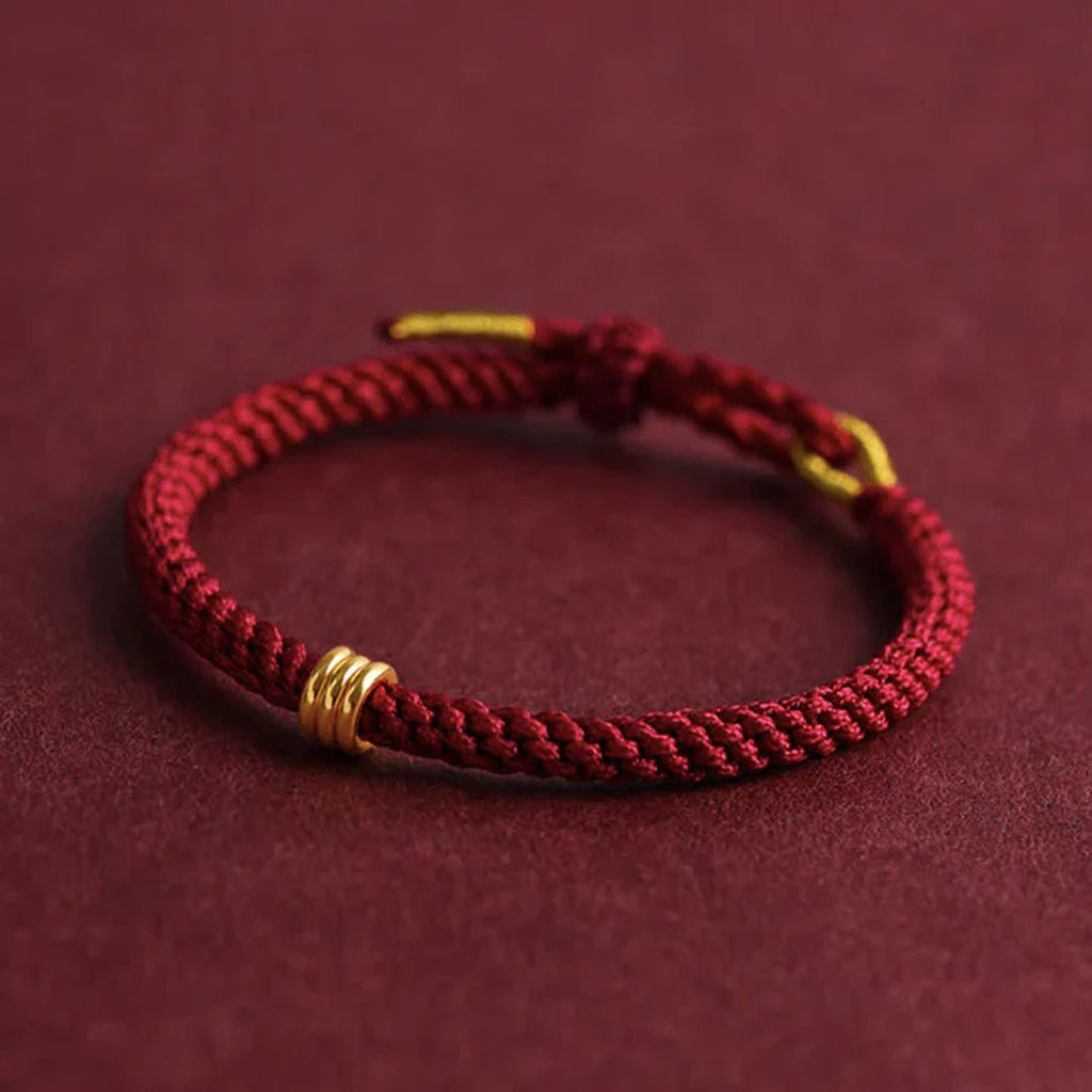 Pulsera Hilo rojo del destino con cuenta Dorada - Moroveta