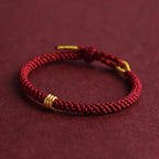 Pulsera Hilo rojo del destino con cuenta Dorada - Moroveta
