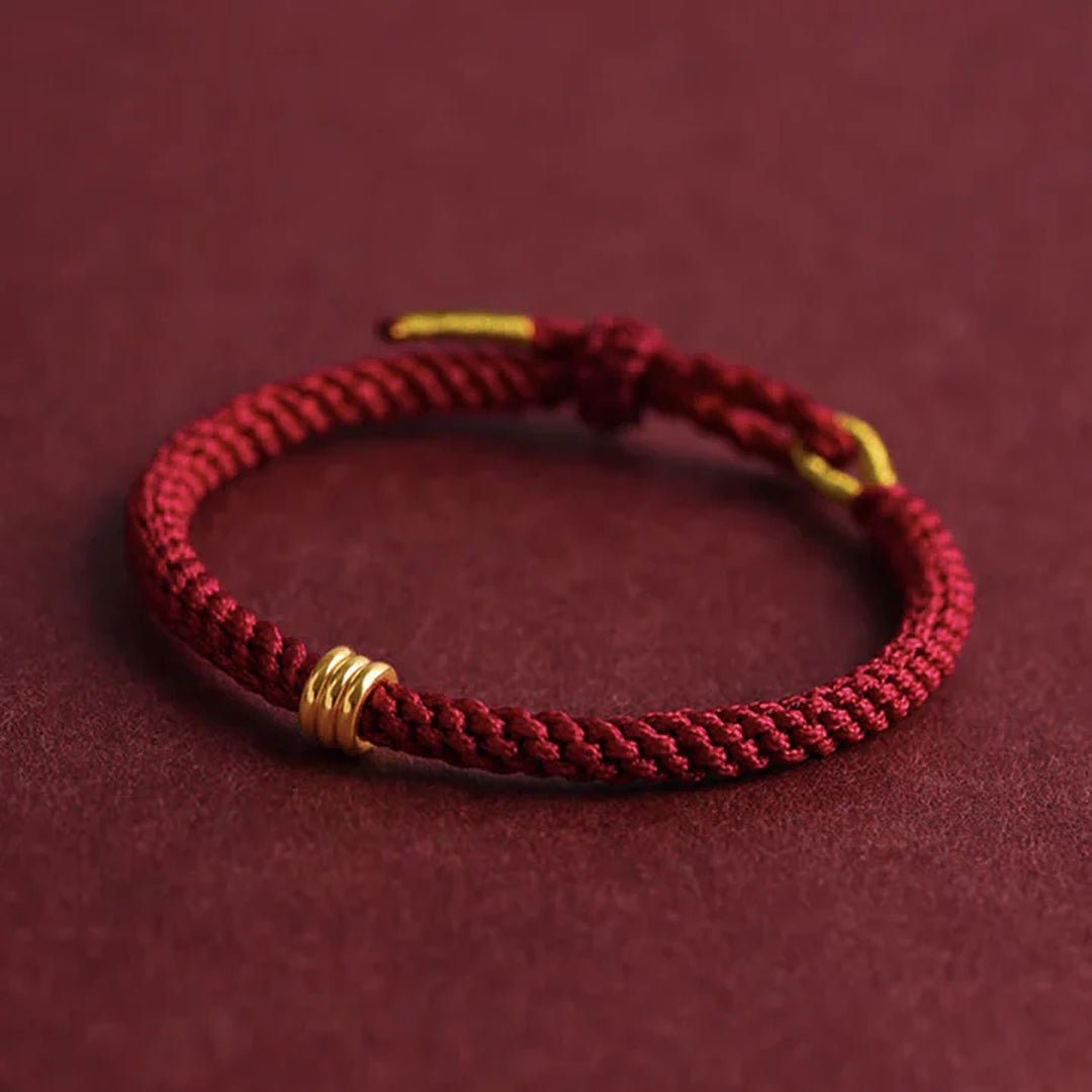 Pulsera Hilo rojo del destino con cuenta Dorada - Moroveta