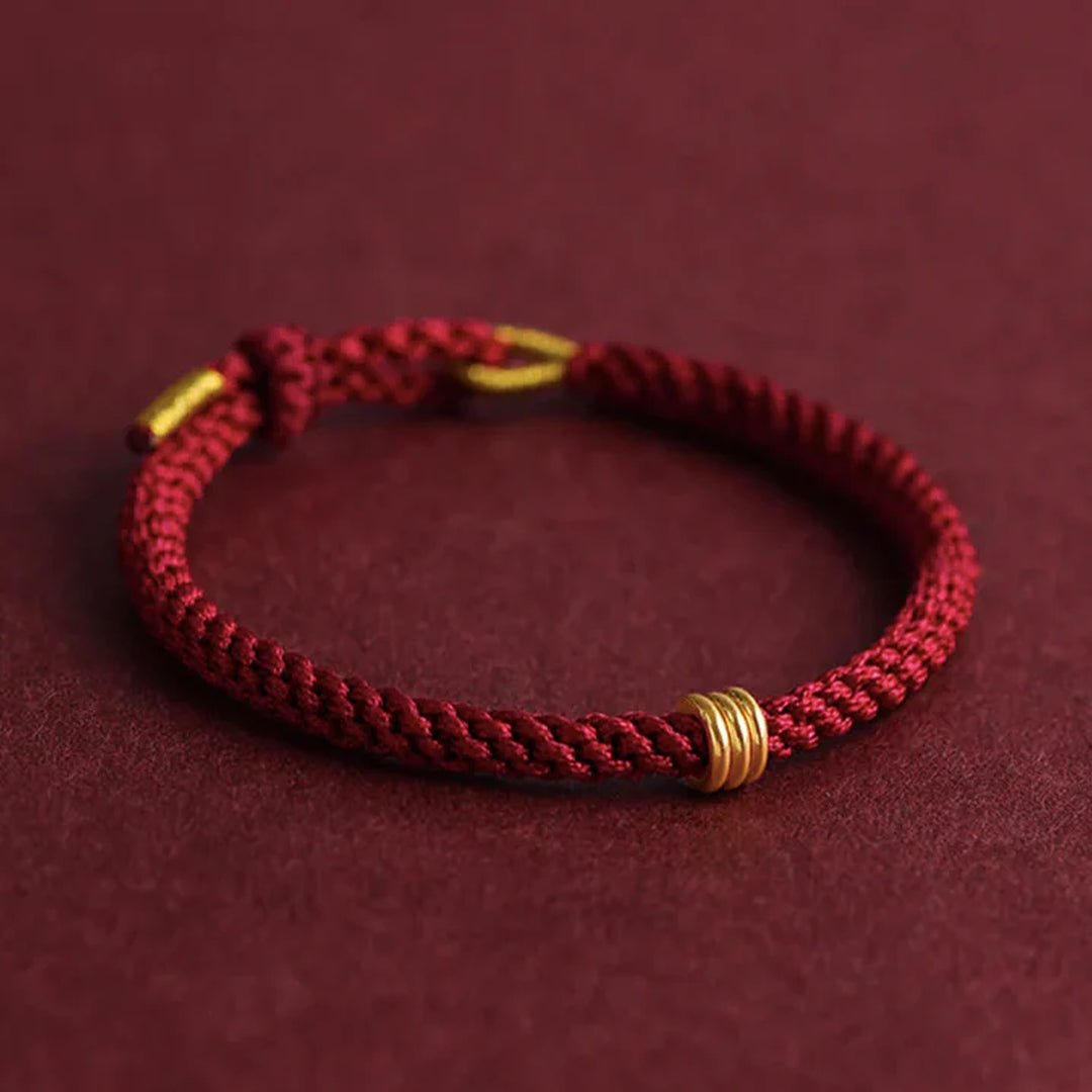 Pulsera Hilo rojo del destino con cuenta Dorada - Moroveta