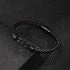 La Pulsera Infinito personalizada - A mi Hombre es una pulsera de cuero trenzado negro con un cierre metálico con el símbolo del infinito, lo que la convierte en la pulsera de cuero grabada perfecta y en un regalo ideal para hombre.