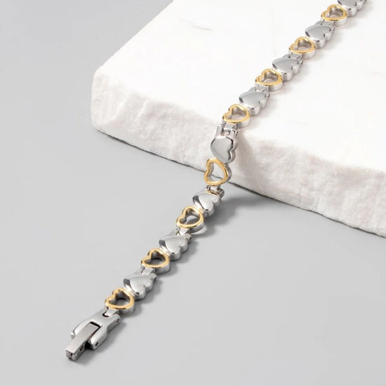 Pulsera magnética de corazones en acero inoxidable - Moroveta