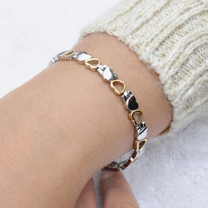 Pulsera magnética de corazones en acero inoxidable - Moroveta