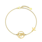 Pulsera Mapa Mundi con Colgante de Avión - Moroveta