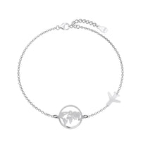 Pulsera Mapa Mundi con Colgante de Avión - Moroveta