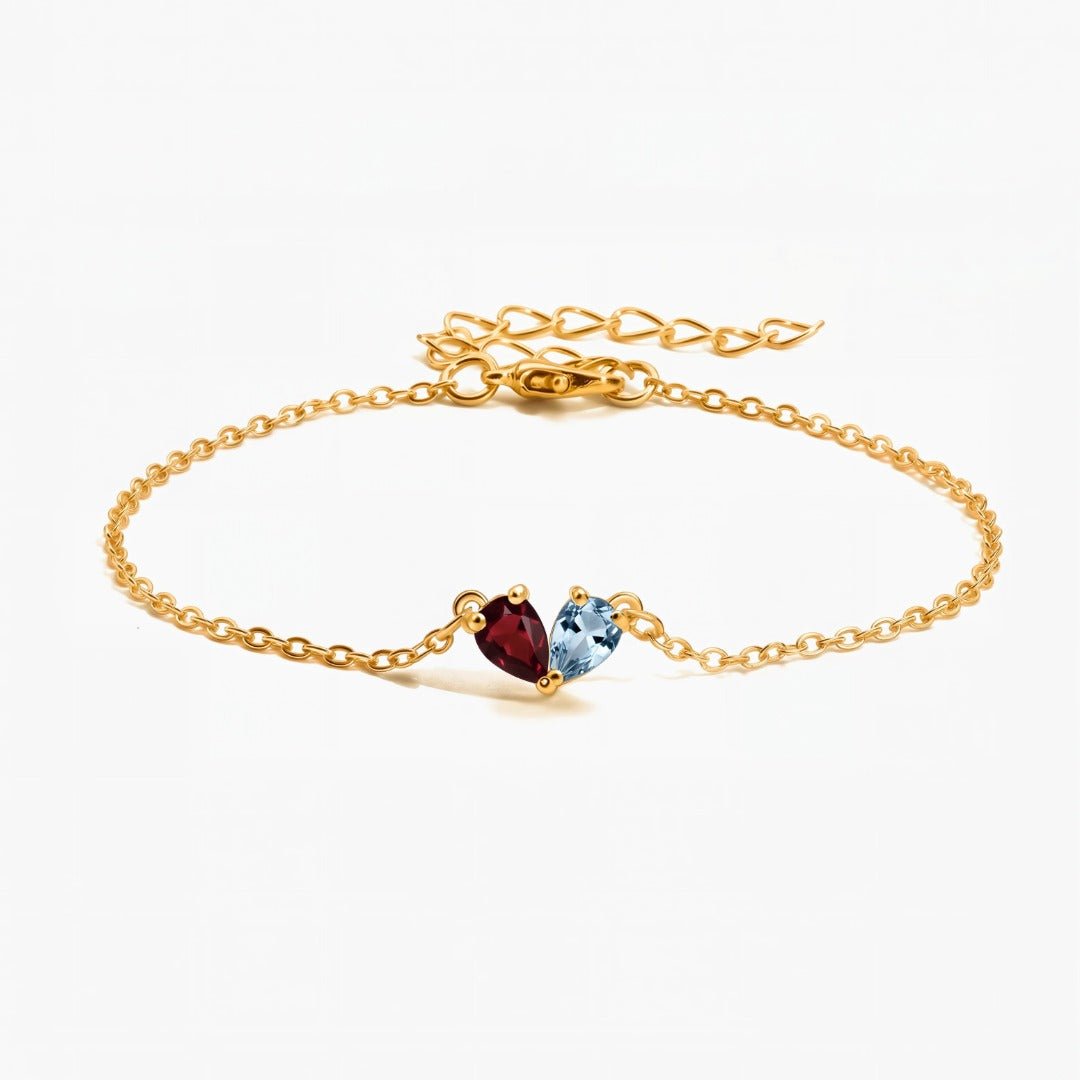 Pulsera mitades con piedras de nacimiento - Moroveta