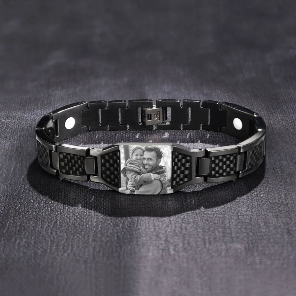 Pulsera personalizada con foto grabada para hombre - Moroveta