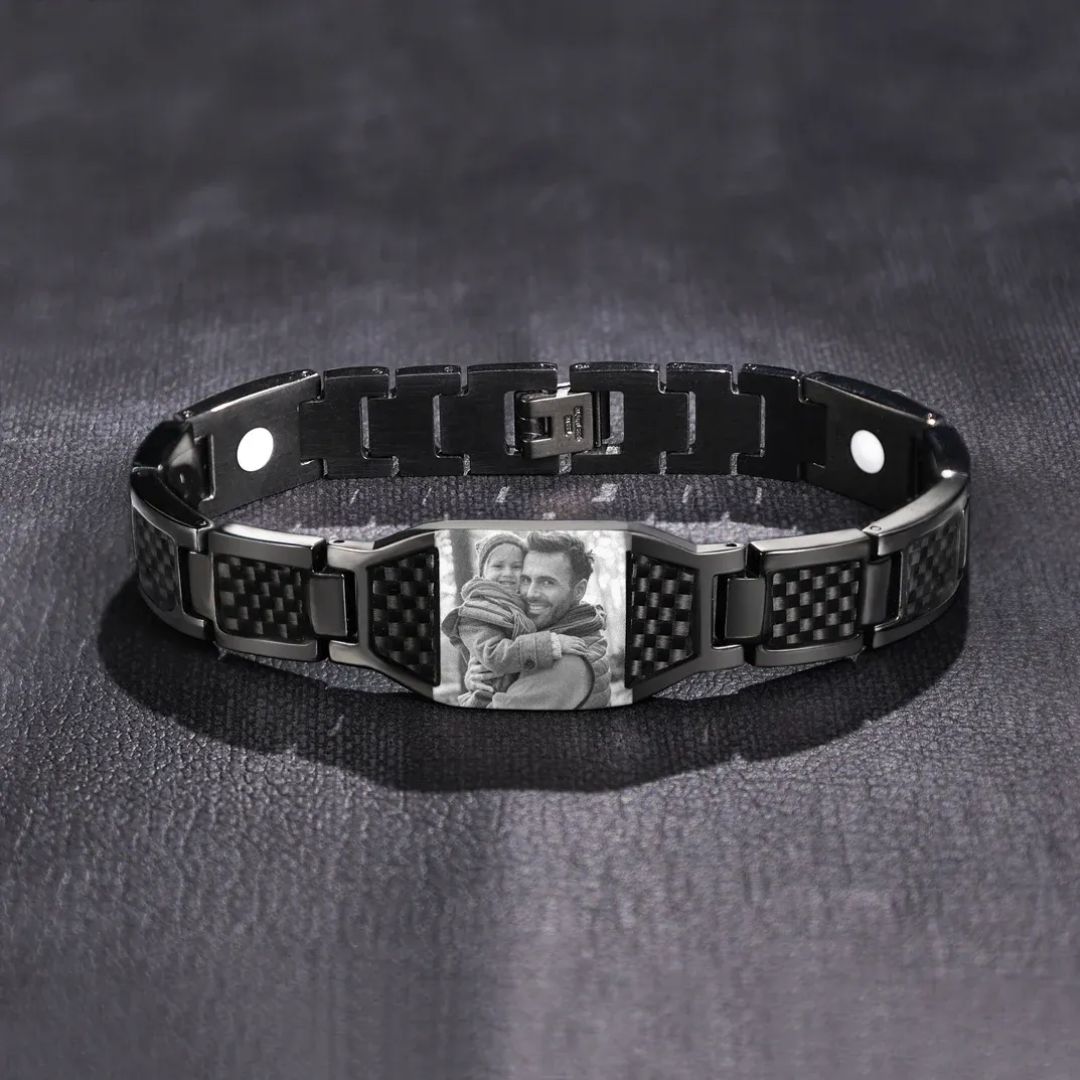 Pulsera personalizada con foto grabada para hombre - Moroveta