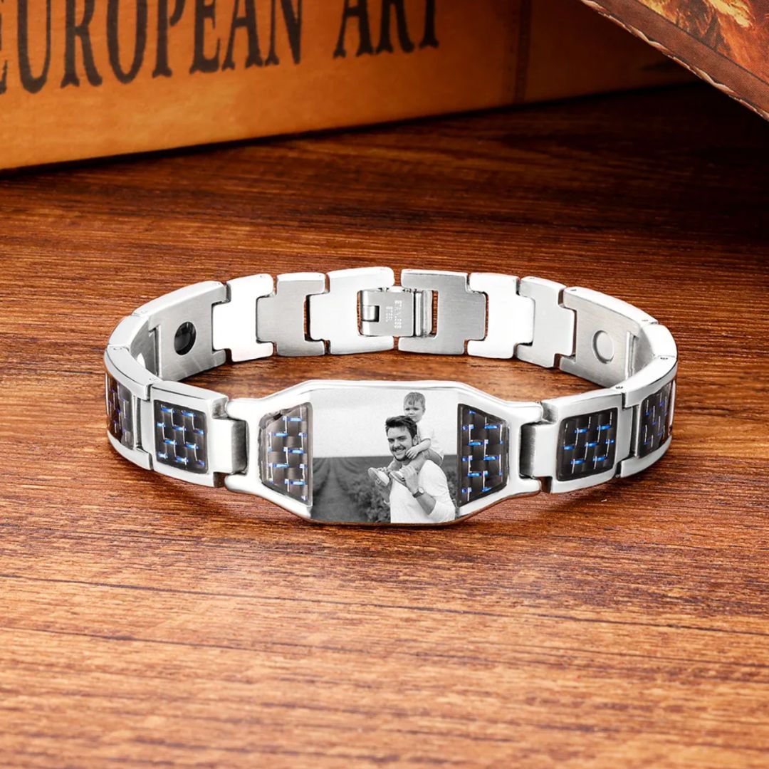 Pulsera personalizada con foto grabada para hombre - Moroveta