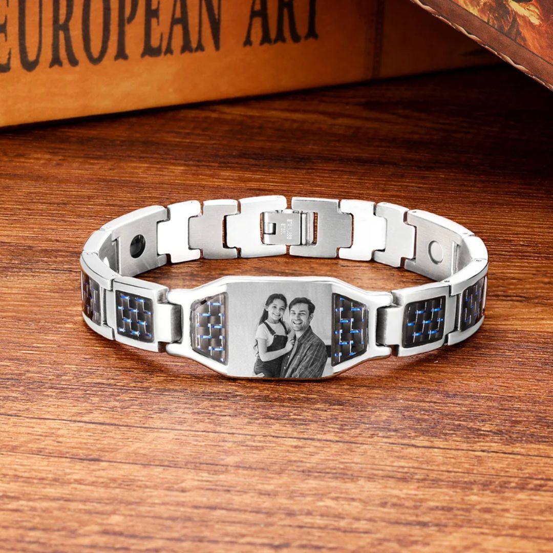 Pulsera personalizada con foto grabada para hombre - Moroveta