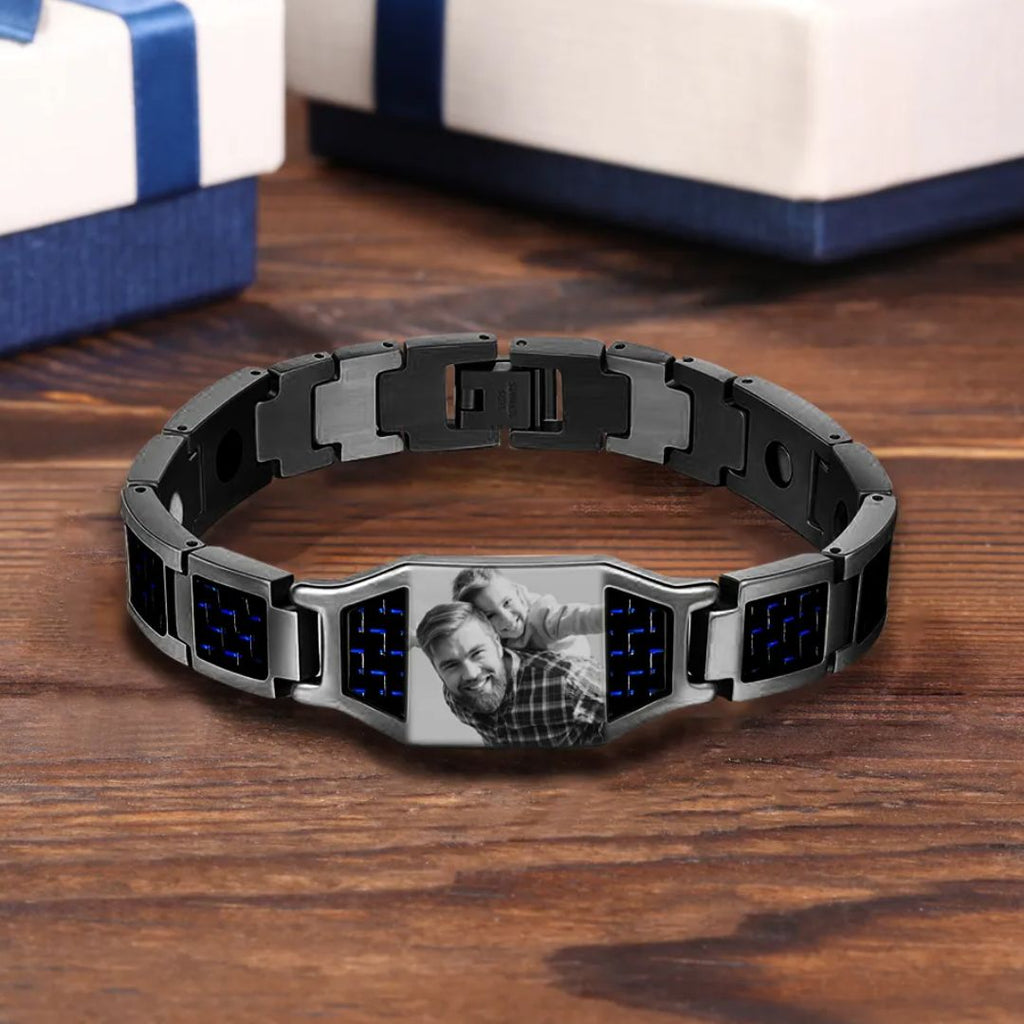 Pulsera personalizada con foto grabada para hombre - Moroveta