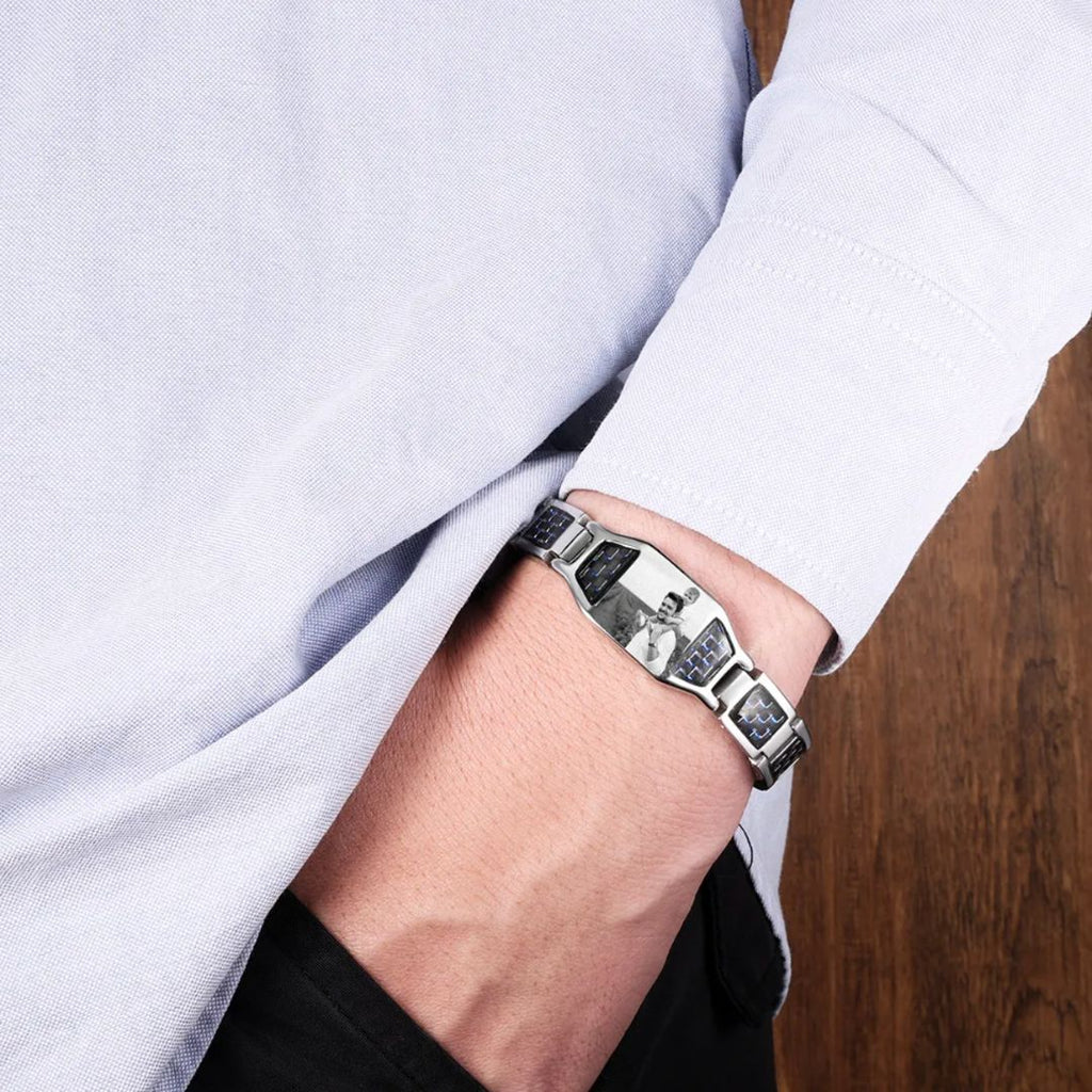 Pulsera personalizada con foto grabada para hombre - Moroveta