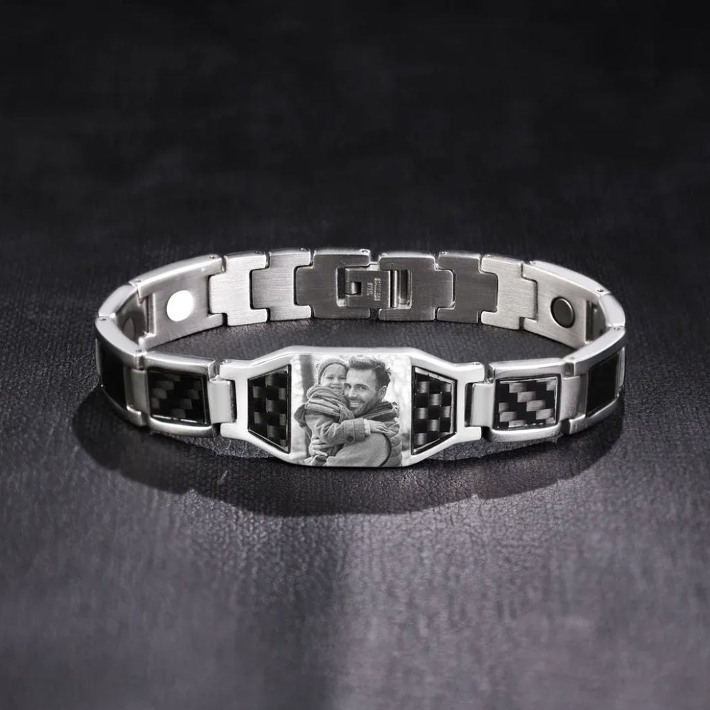 Pulsera personalizada con foto grabada para hombre - Moroveta