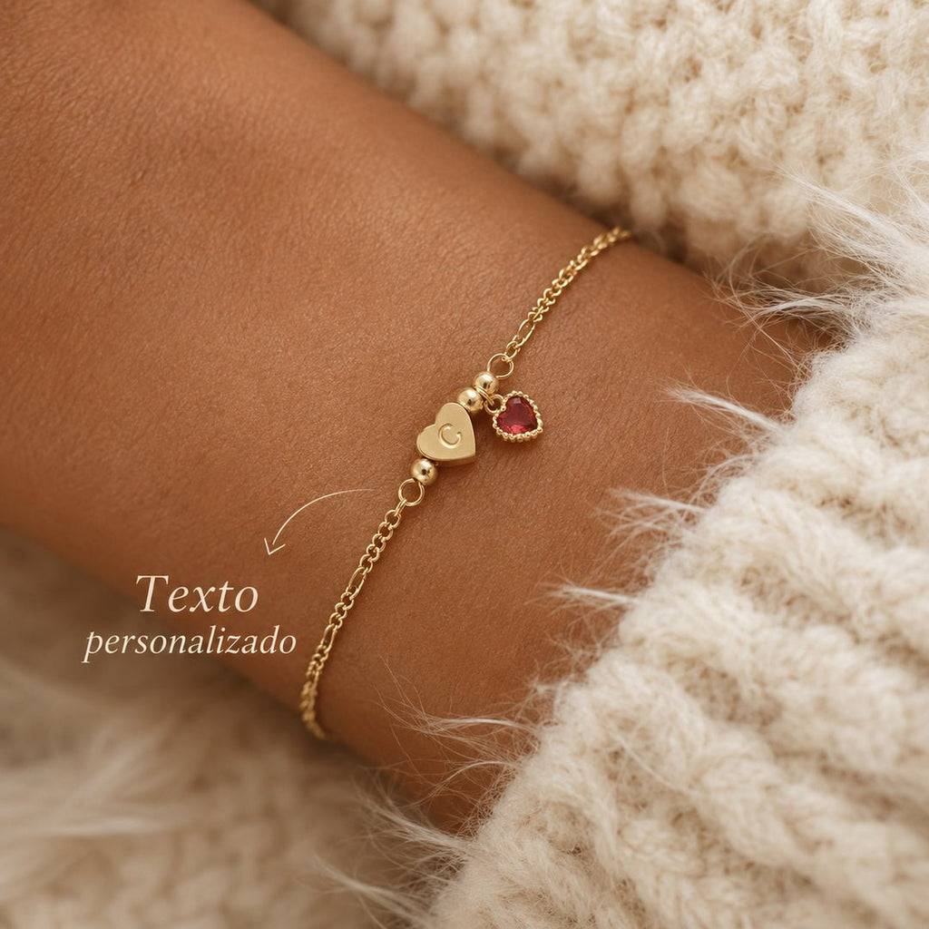 Pulsera personalizada con inicial y dije de corazón - Moroveta