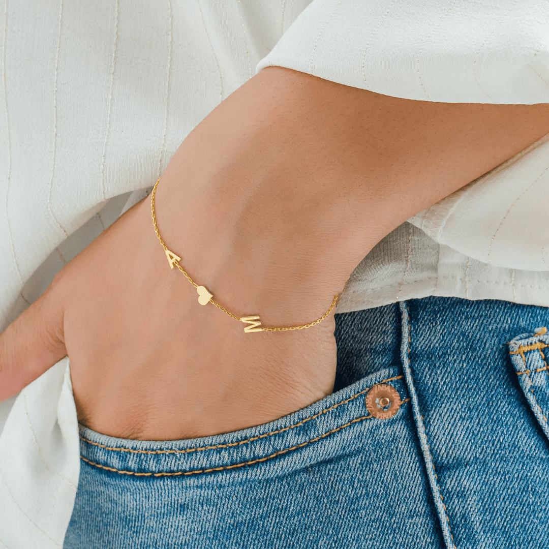 Pulsera personalizada con iniciales y corazón - Moroveta