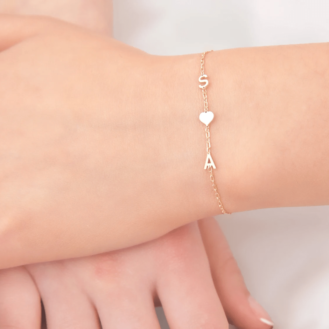 Pulsera personalizada con iniciales y corazón - Moroveta