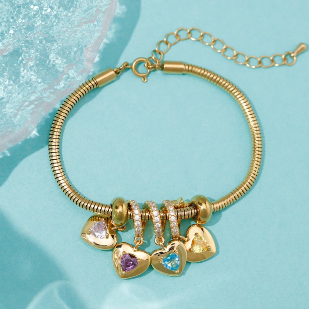 Pulsera Personalizada con Nombres y Piedras de Nacimiento - Moroveta