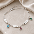 Pulsera personalizada con nombres y piedras de nacimiento - Moroveta