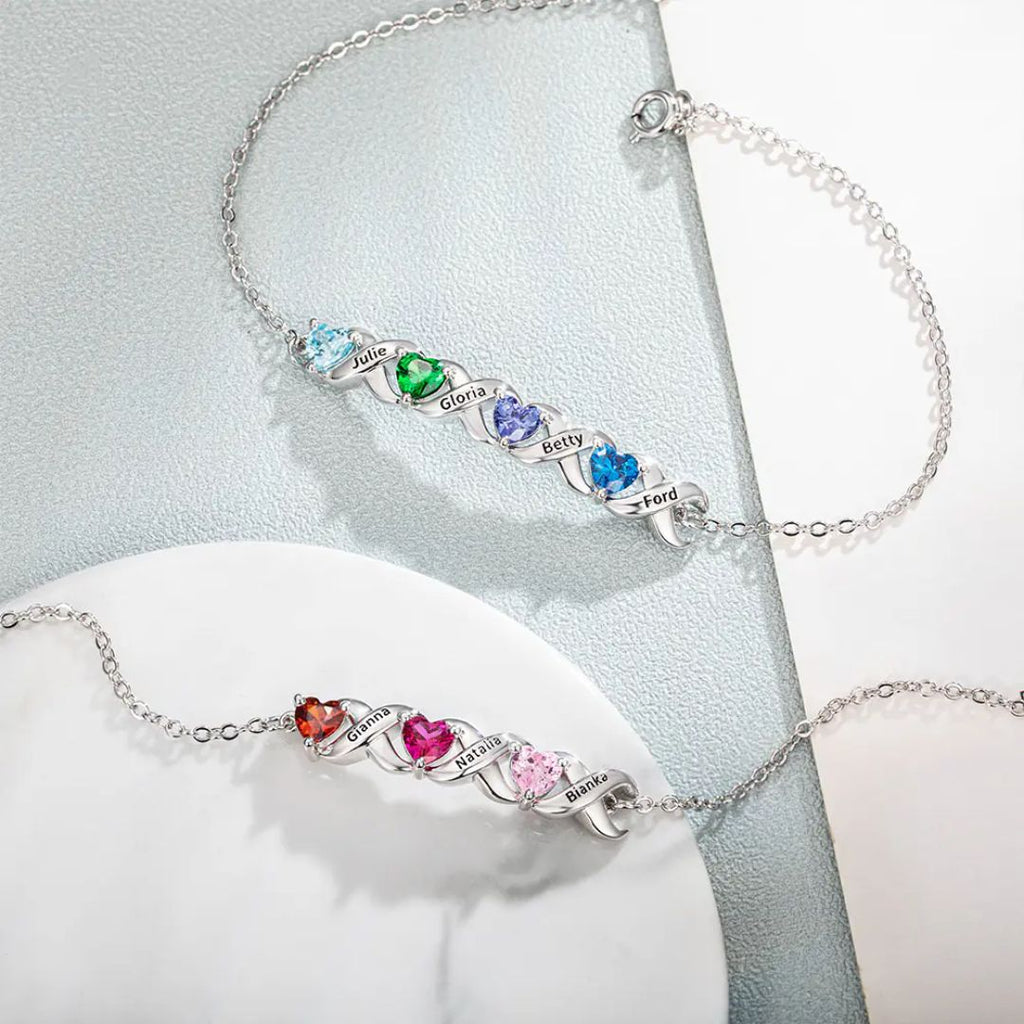 Pulsera personalizada con piedras de nacimiento y nombres - Moroveta