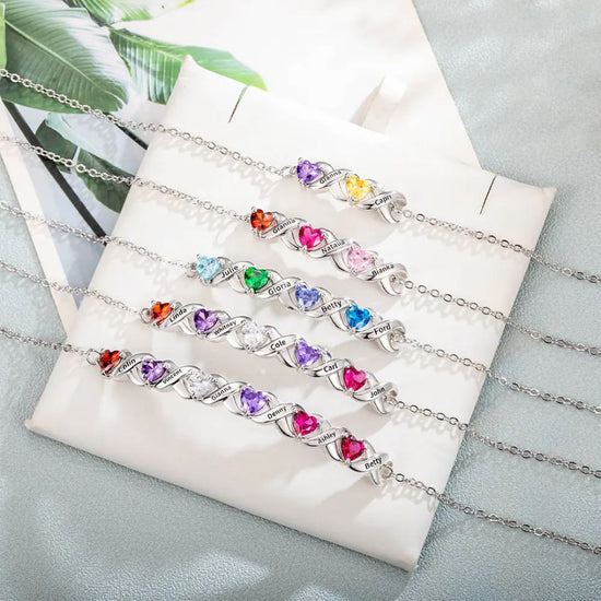 Pulsera personalizada con piedras de nacimiento y nombres - Moroveta