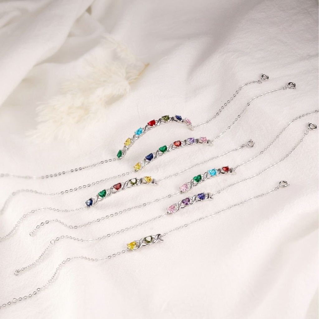 Pulsera personalizada con piedras de nacimiento y nombres - Moroveta
