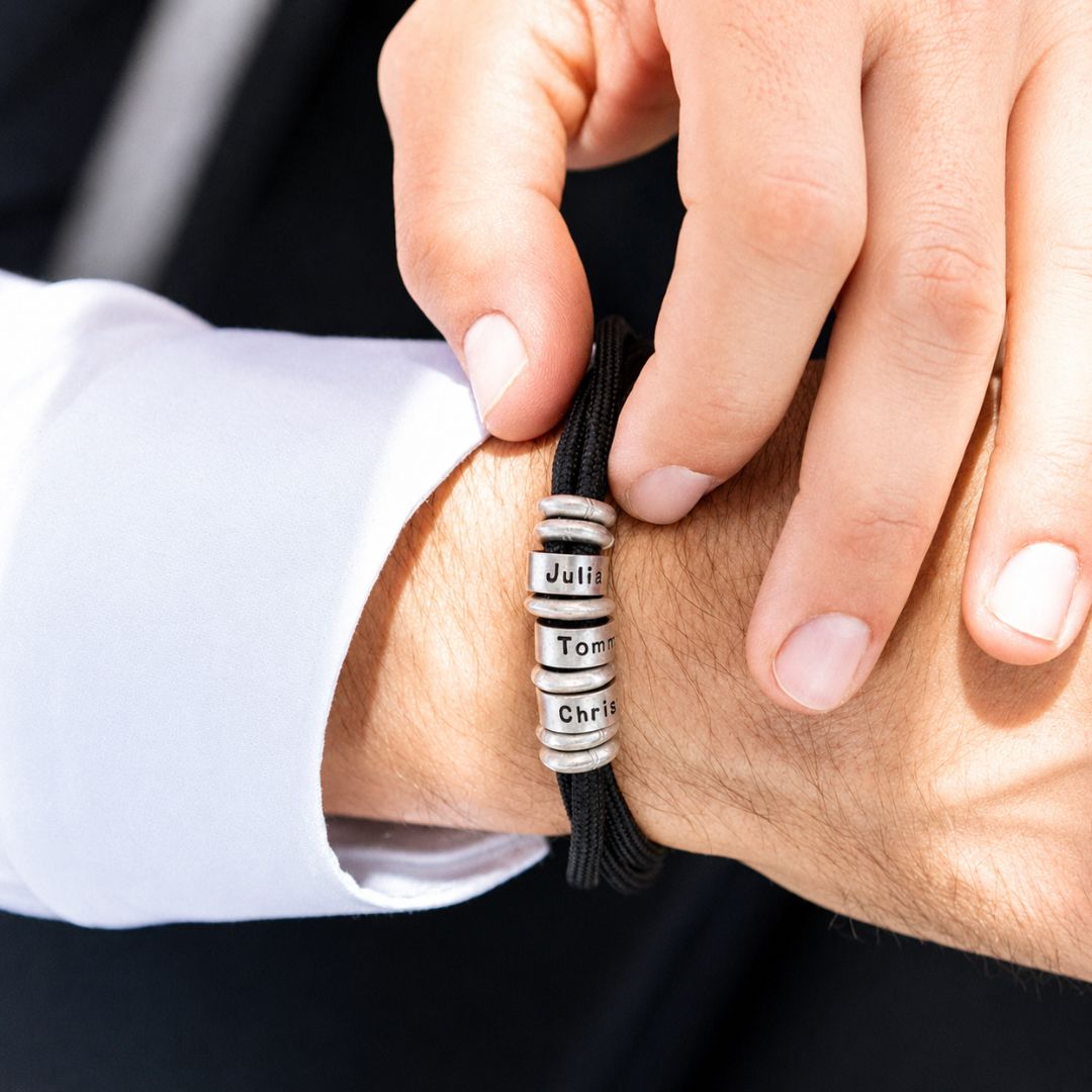 Pulsera personalizada de cuerda con nombres grabados - Moroveta