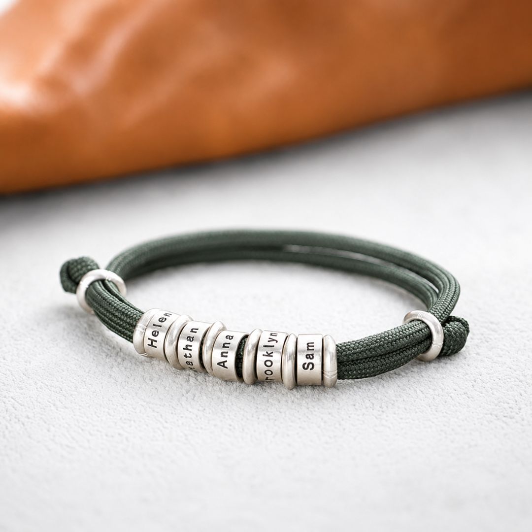 Pulsera personalizada de cuerda con nombres grabados - Moroveta