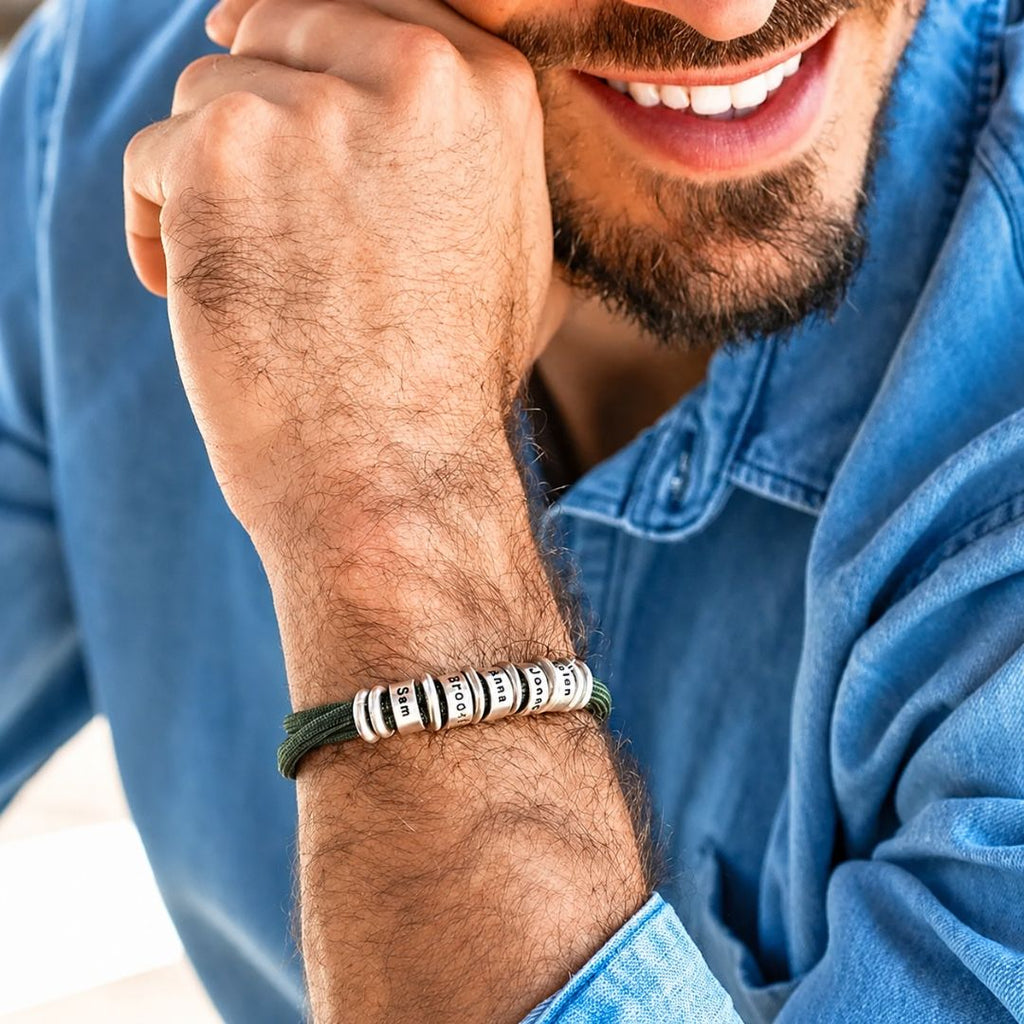 Pulsera personalizada de cuerda con nombres grabados - Moroveta