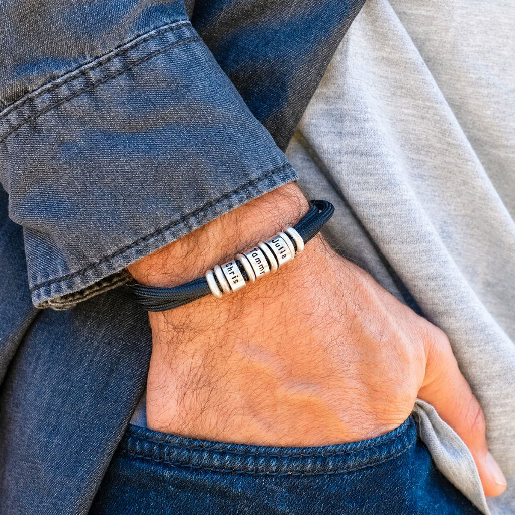 Pulsera personalizada de cuerda con nombres grabados - Moroveta