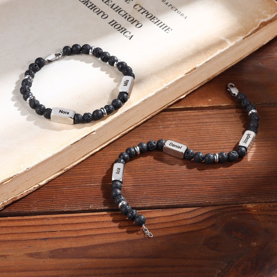 Pulsera personalizada de piedra volcánica - Moroveta