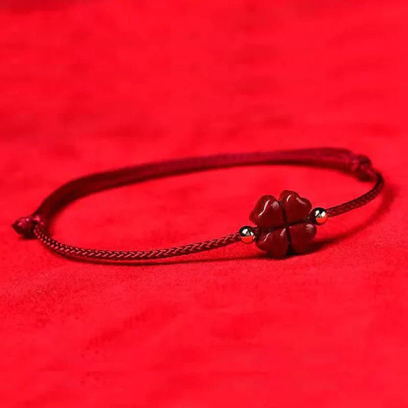 Pulsera trébol de la suerte en cinabrio - Moroveta