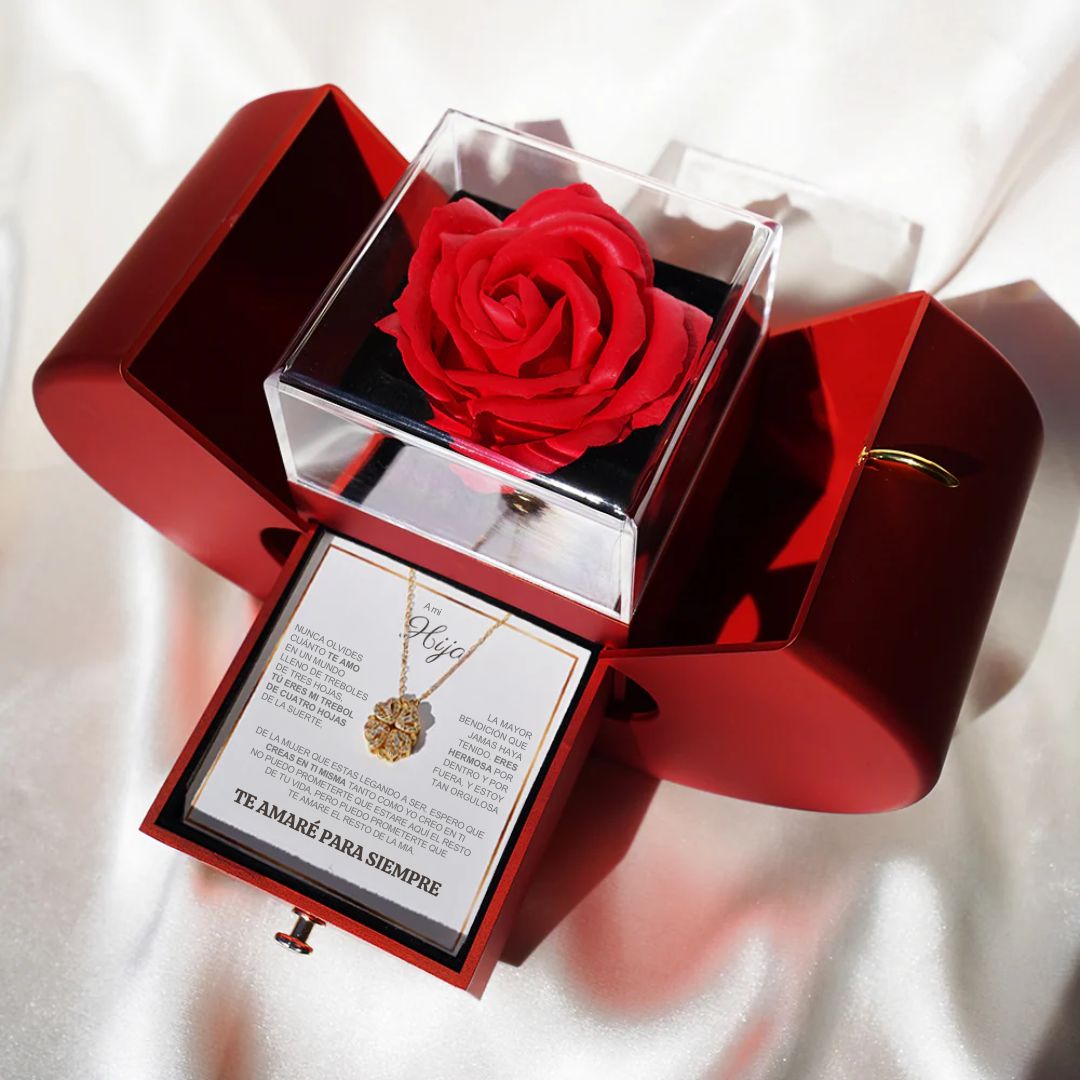 Regalo especial - Rosa eterna y collar "A mi hija" - Moroveta