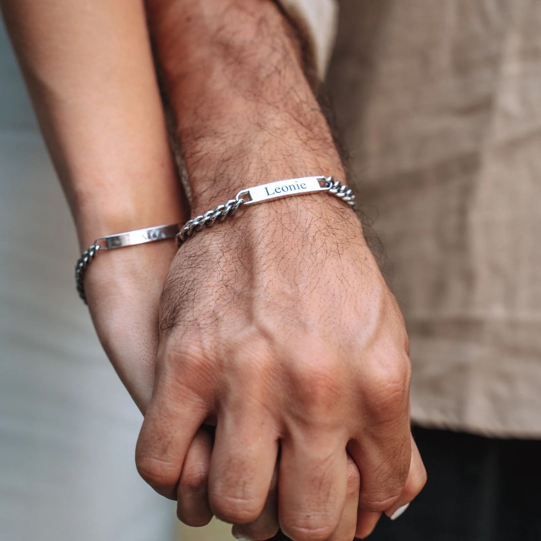 Set de 2 pulseras grabadas para parejas - Moroveta