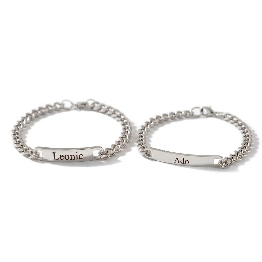 Set de 2 pulseras grabadas para parejas - Moroveta