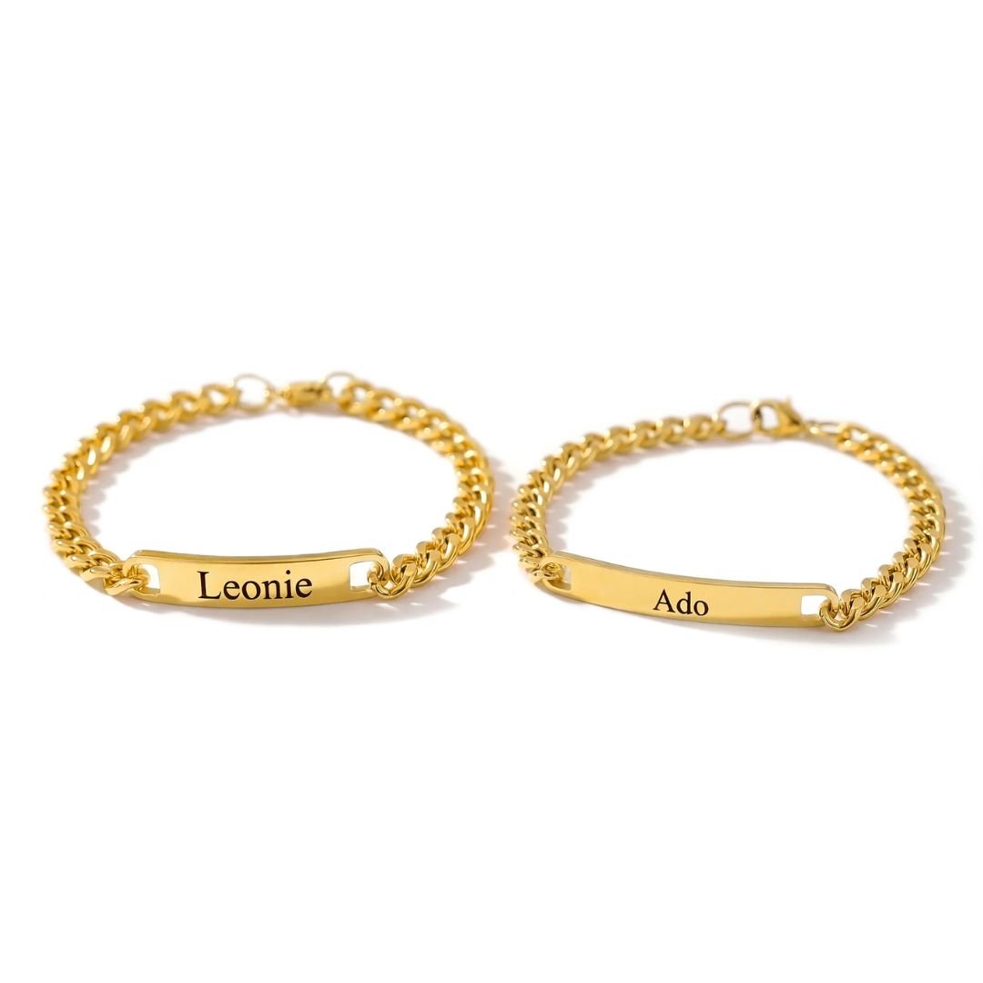 Set de 2 pulseras grabadas para parejas - Moroveta