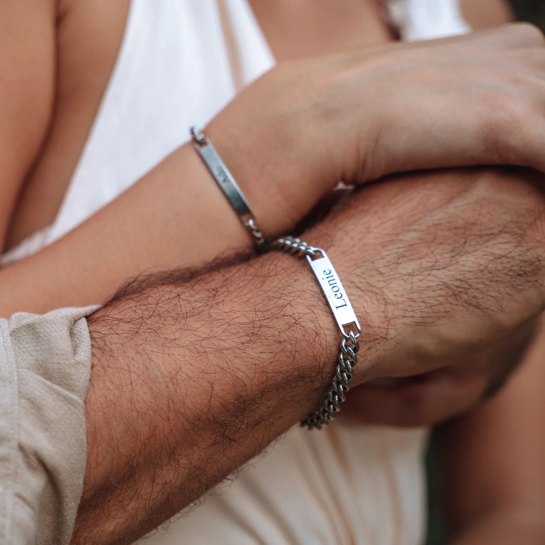 Set de 2 pulseras grabadas para parejas - Moroveta