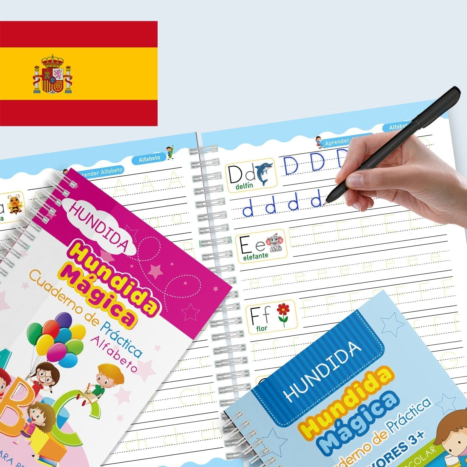 Set de libros de caligrafía con tinta mágica para niños - Moroveta