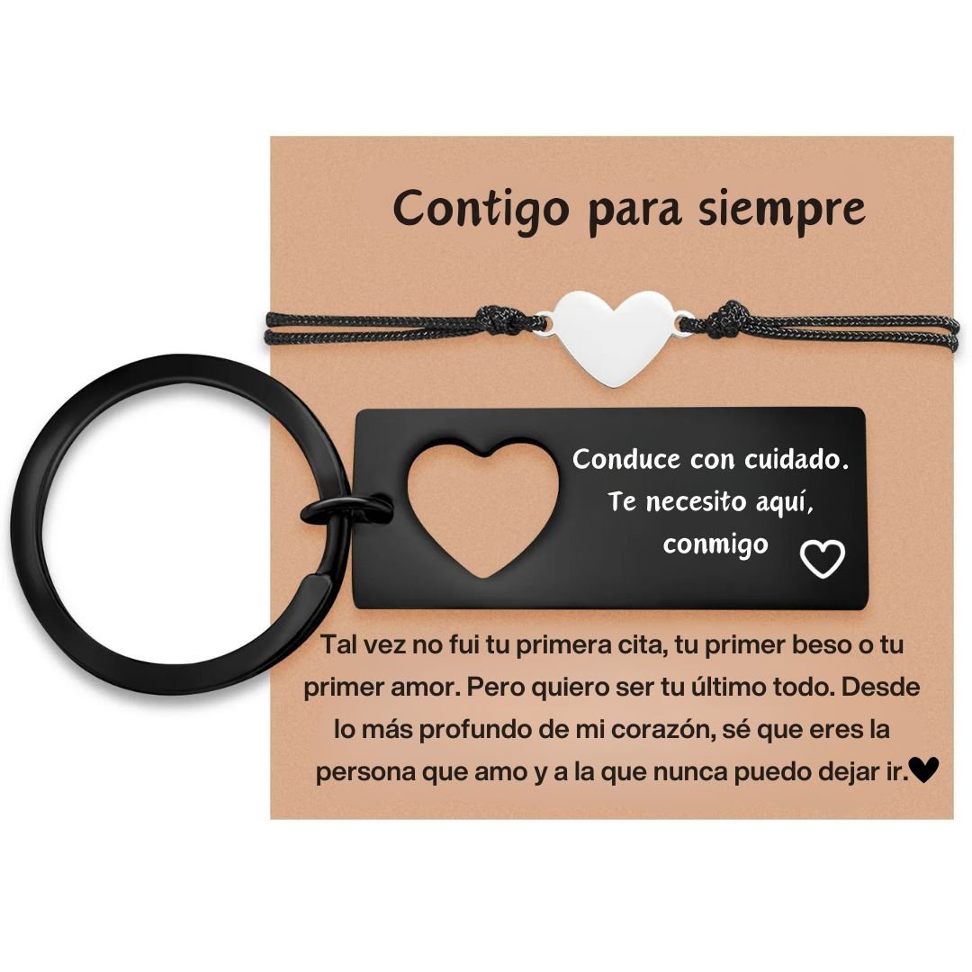 Set de pulsera y llavero con mensaje de amor - Moroveta