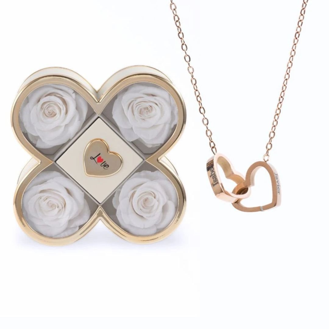 Set de rosas eternas y collar personalizado - Moroveta