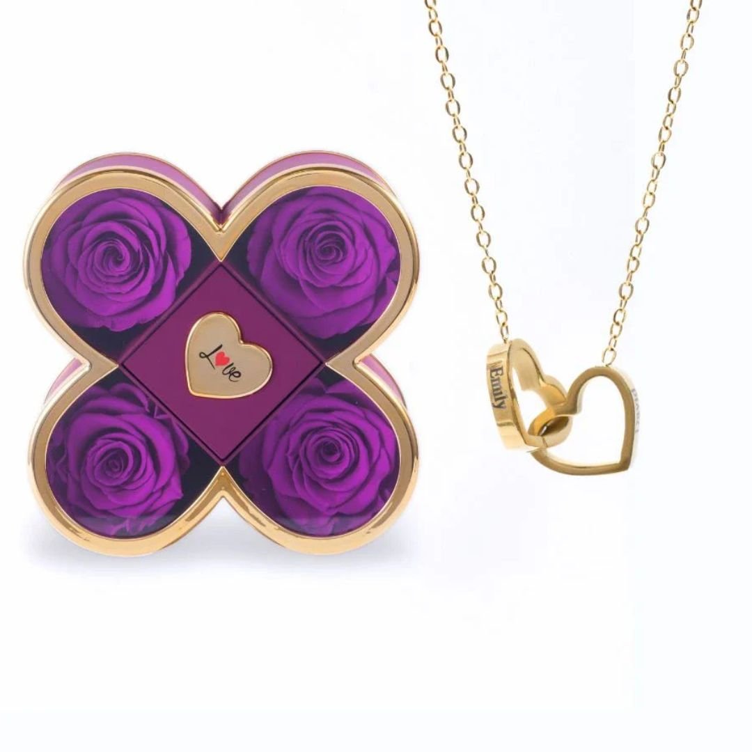 Set de rosas eternas y collar personalizado - Moroveta