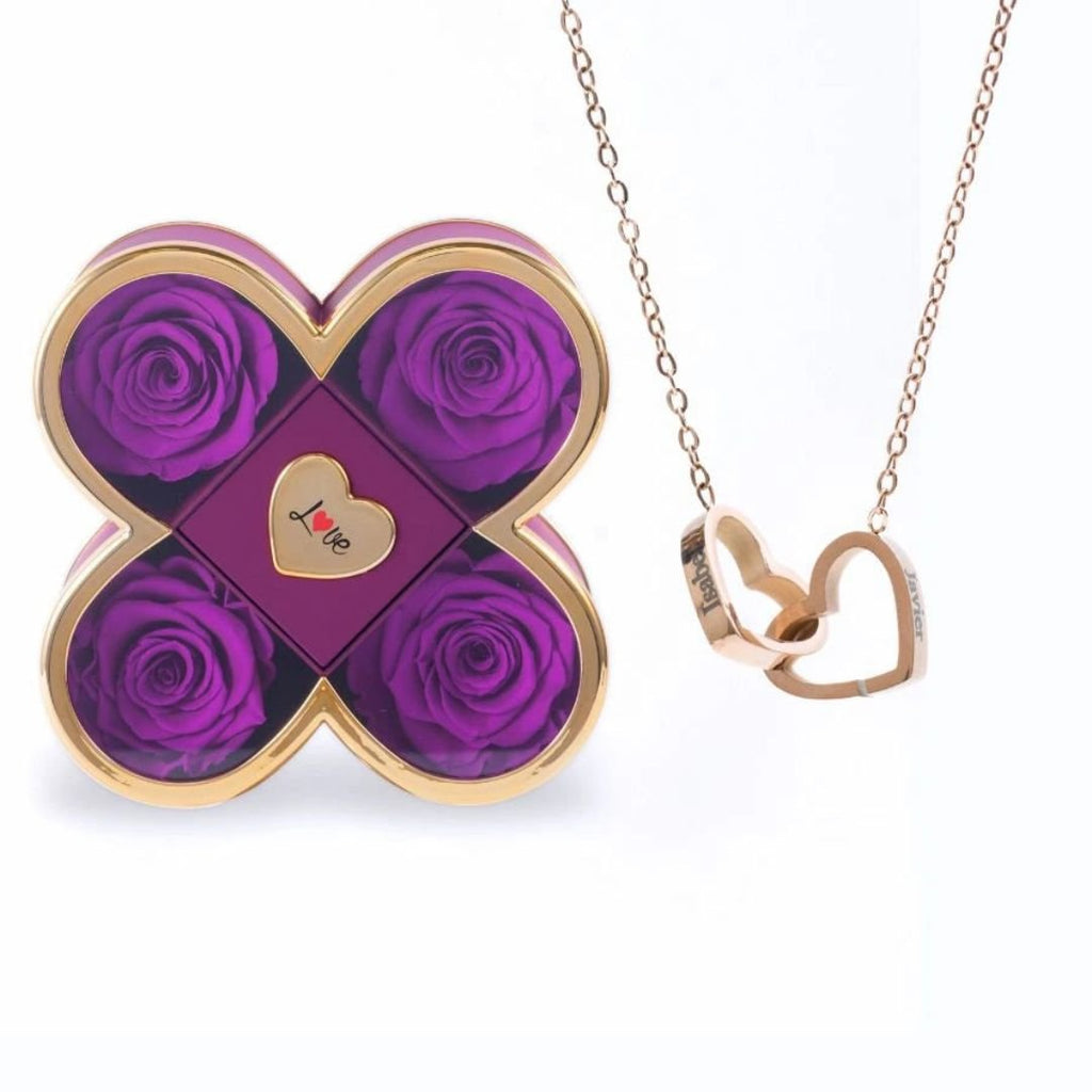 Set de rosas eternas y collar personalizado - Moroveta