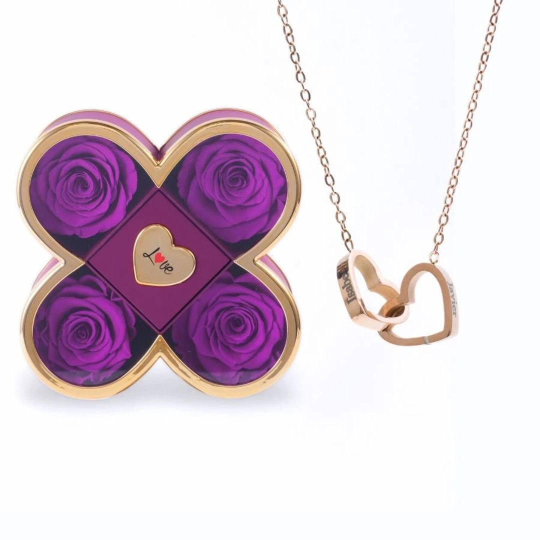 Set de rosas eternas y collar personalizado - Moroveta