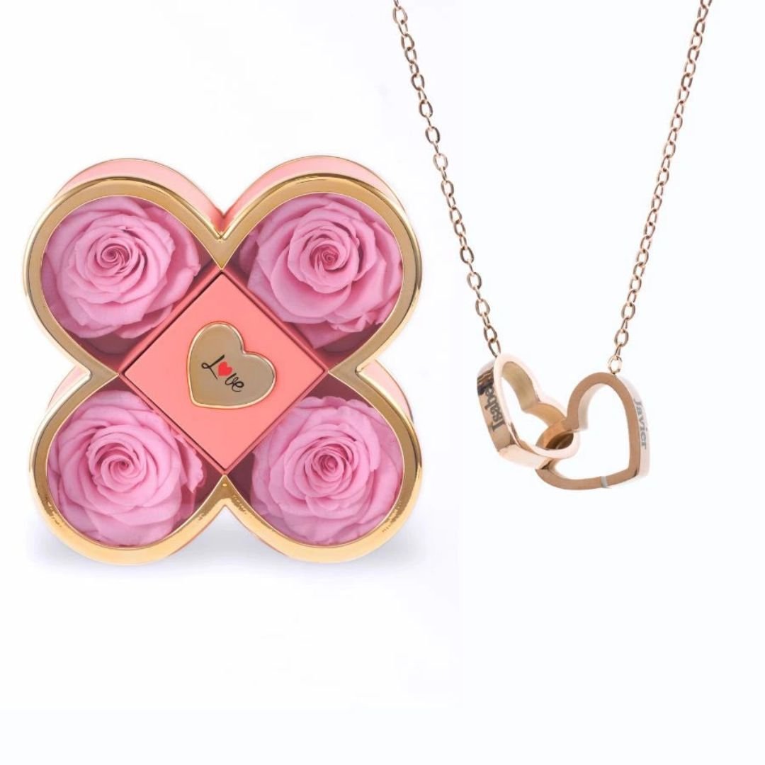 Set de rosas eternas y collar personalizado - Moroveta
