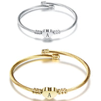 Women A-Z Initial Letter Love Heart Alphabet Name Cuff Bracelets - Moroveta