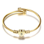 Women A-Z Initial Letter Love Heart Alphabet Name Cuff Bracelets - Moroveta