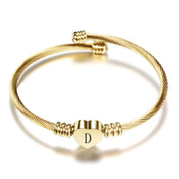 Women A-Z Initial Letter Love Heart Alphabet Name Cuff Bracelets - Moroveta