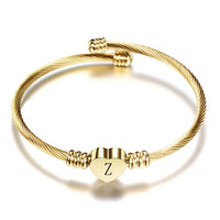 Women A-Z Initial Letter Love Heart Alphabet Name Cuff Bracelets - Moroveta