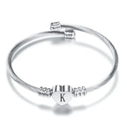 Women A-Z Initial Letter Love Heart Alphabet Name Cuff Bracelets - Moroveta