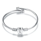 Women A-Z Initial Letter Love Heart Alphabet Name Cuff Bracelets - Moroveta